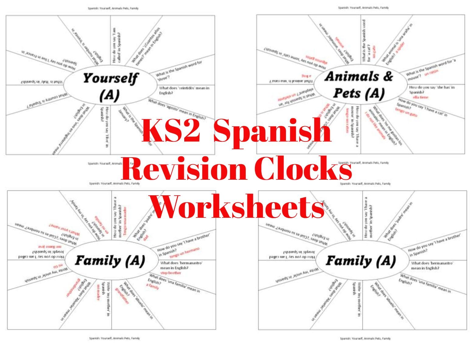 KS2 Spanish Revision Clocks Worksheets Teaching Resources