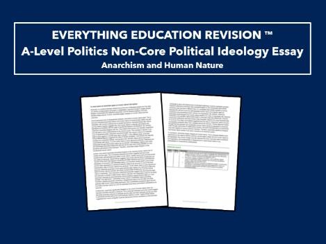 A-Level Edexcel Politics Non-Core Political Ideology Level 5 Model Essay – Anarchism (Human Nature)