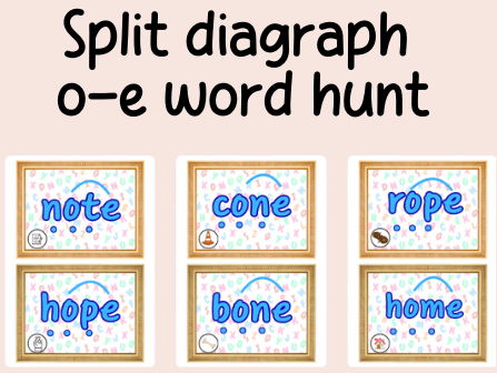 Split diagraph o-e Phonics hunt- continuous provision