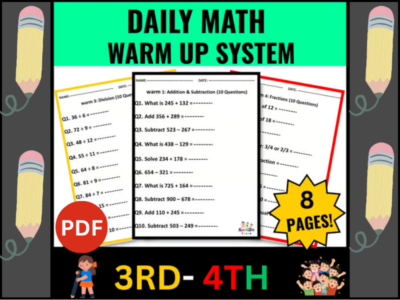 Daily Math Warm Ups Pack Sheets