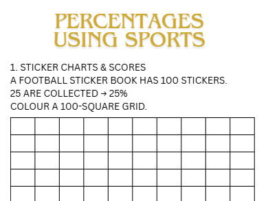 Percentages Using Sports Worksheets