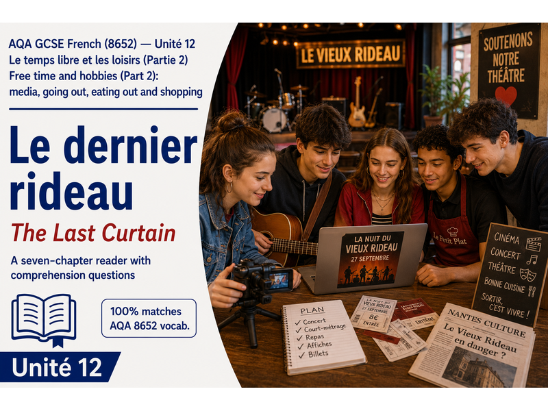 GCSE FRENCH SHORT STORY: AQA 8652 New GCSE - Le temps libre et les loisirs (PART 2) - AQA New SPEC
