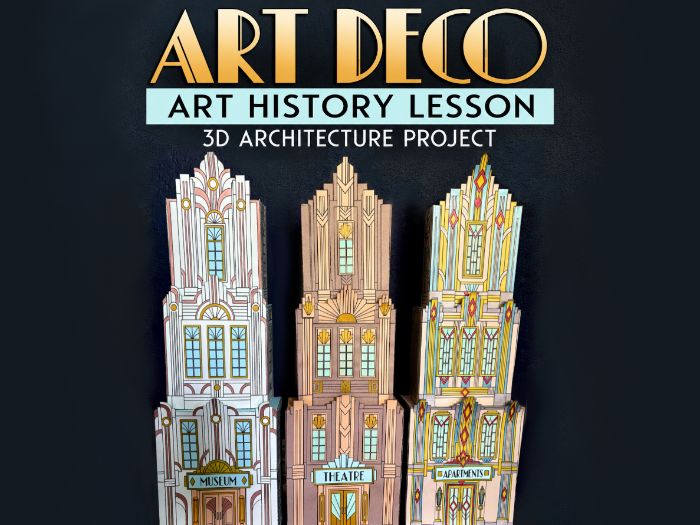 Art Deco Art History Lesson & 3D Architecture Project, Building Templates