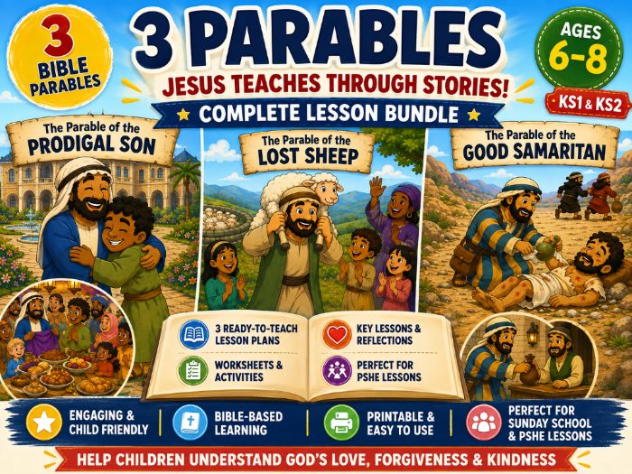 Parables of Jesus Bundle | 3 PSHE, Christian RE, Sunday School Lessons (Ages 6-8)