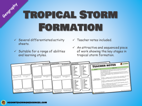 Tropical storm formation - differentiated activity sheets