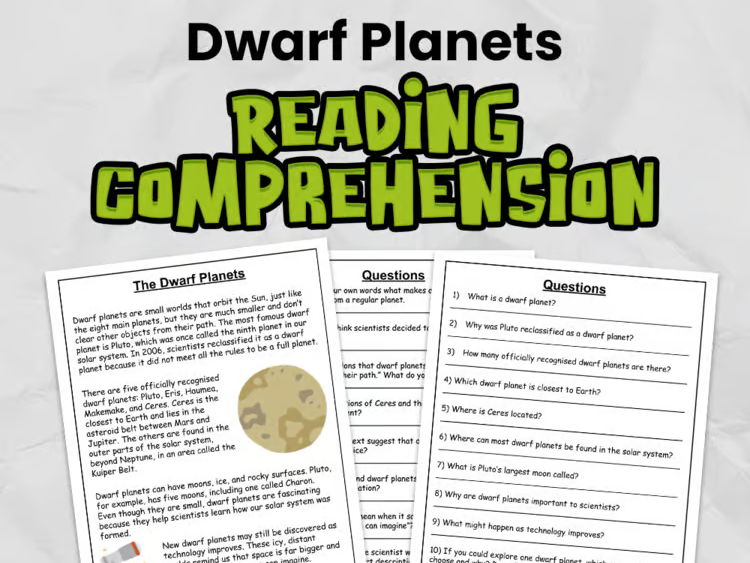 Dwarf Planets Reading Comprehension for KS2 | Guided Reading Task