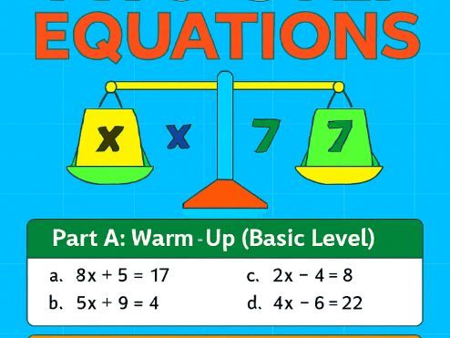 Solving Two-Step Equations Worksheet