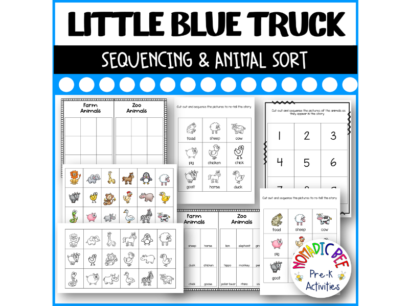 The Little Blue Truck Activities - Sequencing & Animal Sort