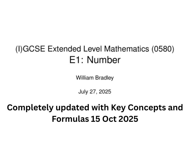 IGCSE Maths (0580) - E1 Number - Complete Worksheet Booklet