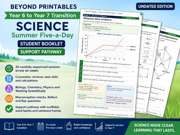 Year 6 to Year 7 Science Summer Transition Booklet – Support | 30 Sessions with Answers