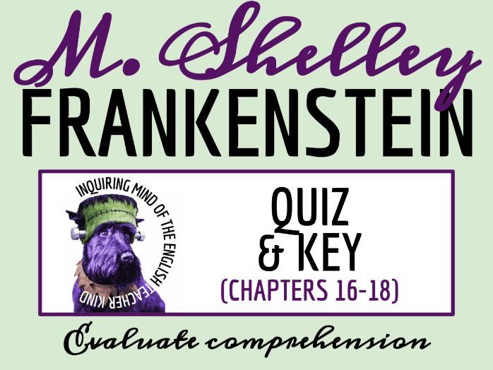 Frankenstein Chapters 16, 17, and 18 Quiz and Answer Key | Guided Reading Worksheet