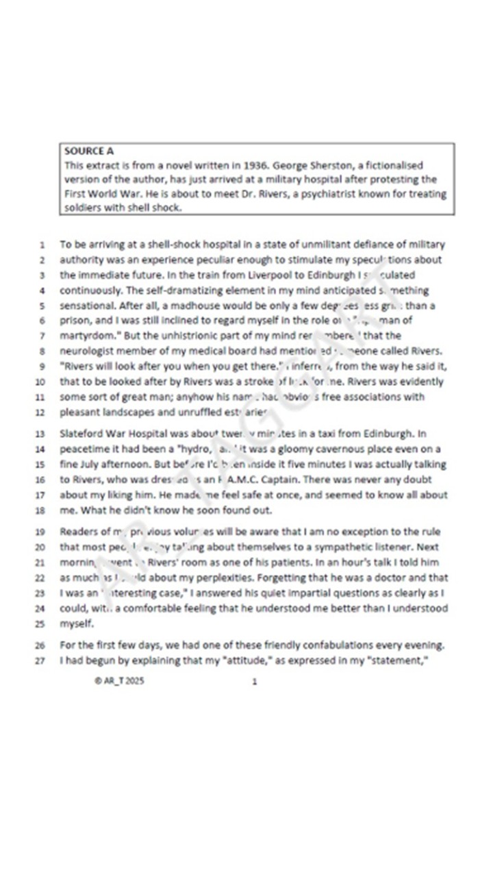 One AQA 2026 English Language Paper 1 Mock | Q4 Plan - (Sas) | Teaching ...