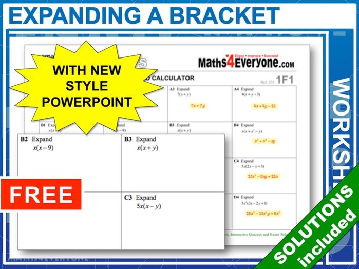 Expanding a Bracket (Worksheets with Answers)