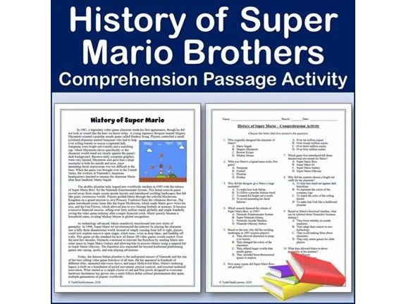 History of Super Mario Brothers | Reading Comp Passage & Activity | Editable
