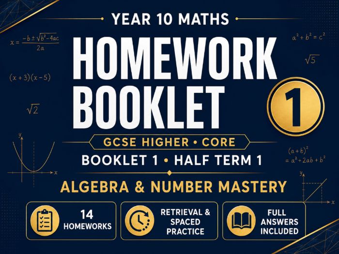Year 10 Maths Homework Booklet – GCSE Higher Core – Half Term 1 with Answers