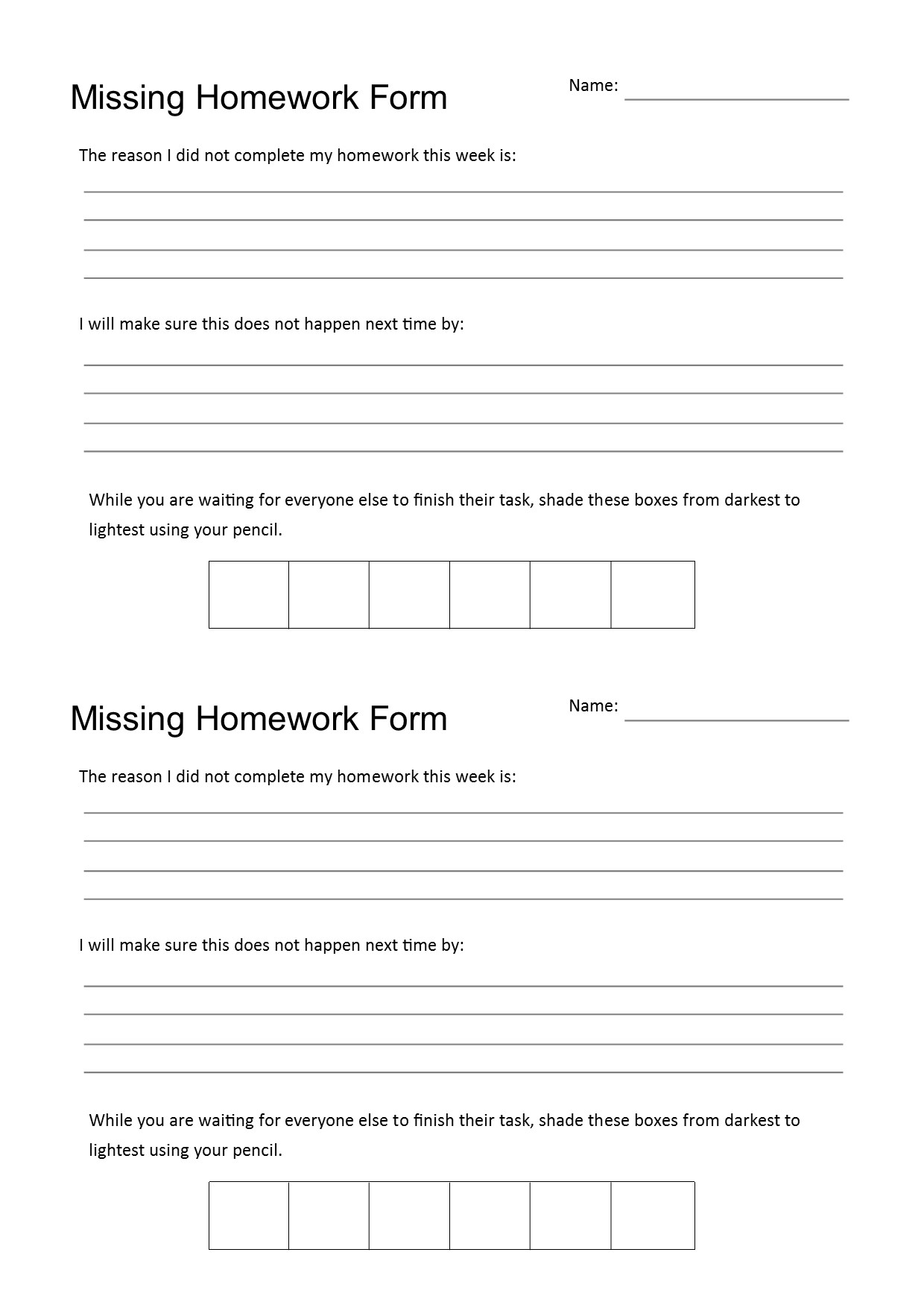 missing homework forms