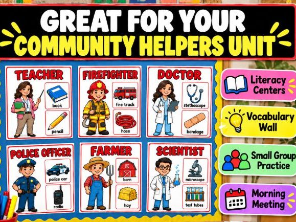 30 Community Helpers Vocabulary Cards