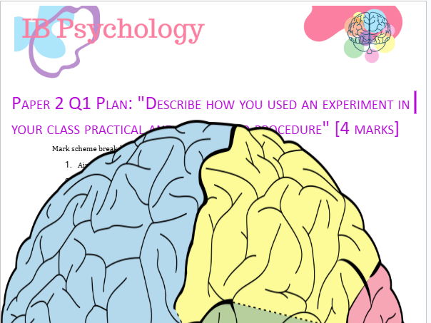 IB Psychology (2027) Paper 2 Class practical Plan & Example Answer