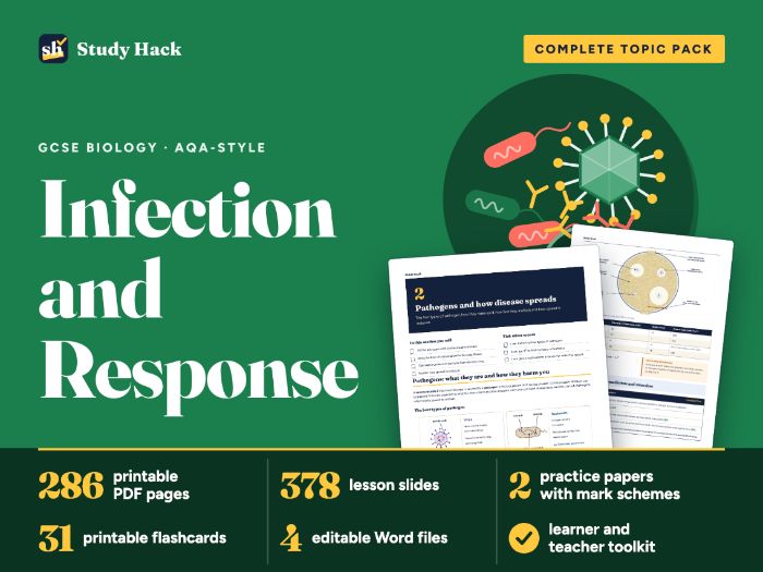 GCSE Biology Infection and Response: AQA-style workbook, practice papers and lessons