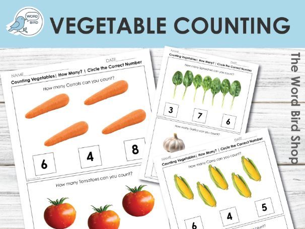 Vegetables Counting Worksheets Real Photos Preschool and Special Education