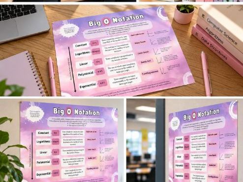 Big O Notation Cheat Sheet Posters | Algorithm Complexity (Set of 2)