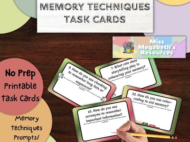 Learning Strategies 2.0: Memory Techniques Task Cards - No Prep, Versatile Use