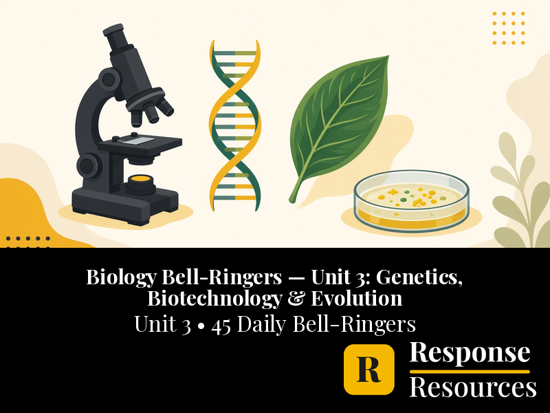 Biology Bell Ringers Unit 3 - 45 Daily Warm-Ups (Grades 9-12)