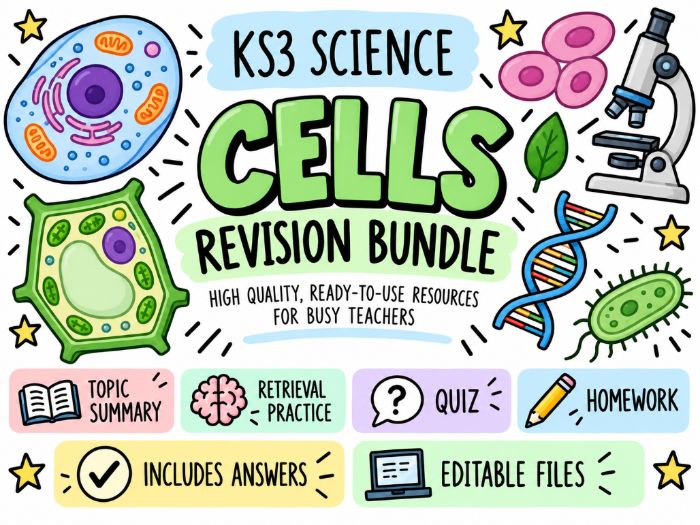 KS3 Cells Revision Bundle | Topic Summary, Retrieval Practice, Quiz & Homework | Activate
