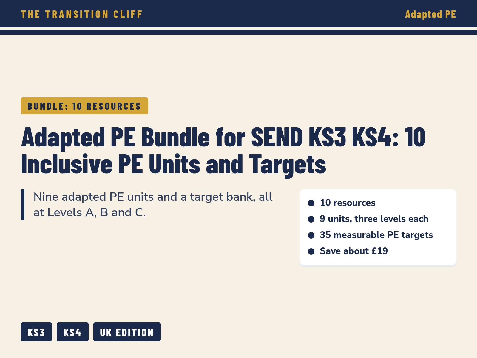 Adapted PE Bundle for SEND KS3 KS4: 10 Inclusive PE Units and Targets