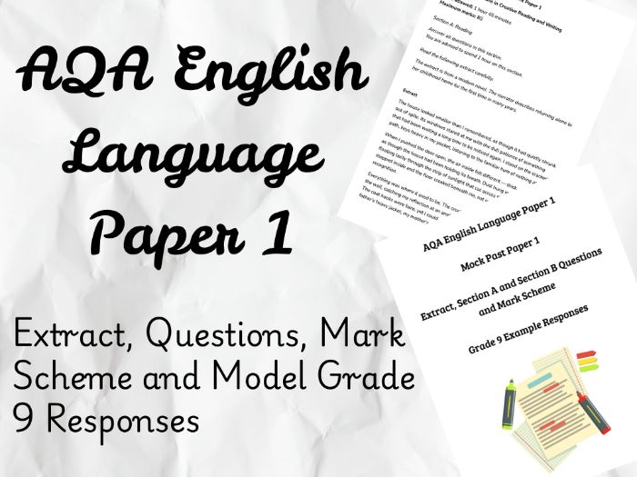 AQA English Language Paper 1 – Original Mock Exam + Full Mark Scheme & Grade 9 Models - Series 1