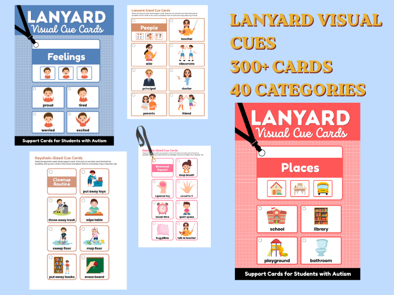 Visual Cue Cards Mega Bundle: 40 Pages of Lanyard-Sized Communication Prompts (SEN/Autism/ESL)