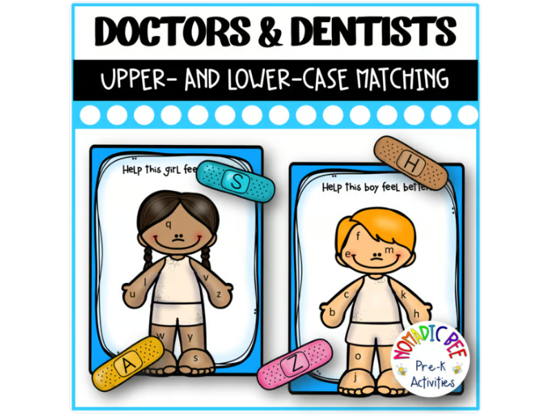 'Doctors and Dentists' Upper and Lower Case Matching Literacy Center.