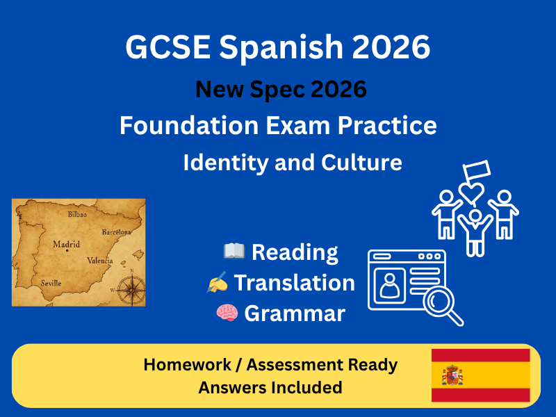 GCSE Spanish Foundation AQA 2026 | Identity & Culture | Reading Translation Grammar