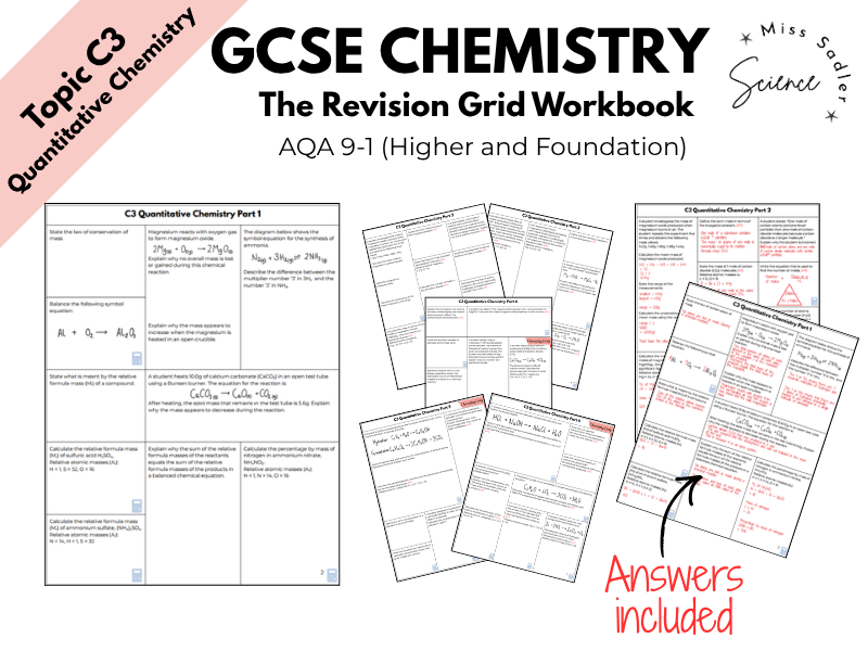 AQA GCSE Chemistry C3 Quantitative Chemistry Revision Grid Workbook