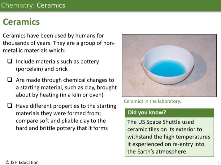 KS3 Chemistry: Ceramics