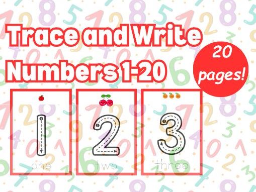 Trace and Write Numbers 1-20