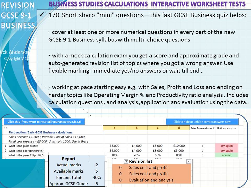 GCSE 9-1 Business 170 numeric questions