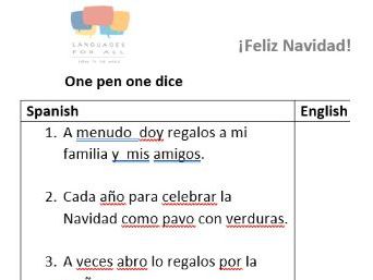 Navidad present tense One pen one dice