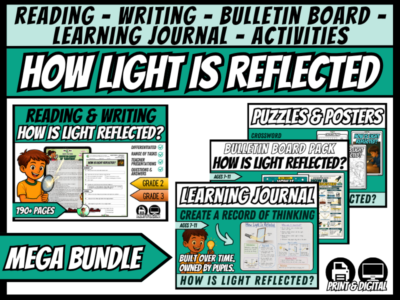 How Is Light Reflected? | Mega Bundle | Science + ELA, Journal & Bulletin Board +