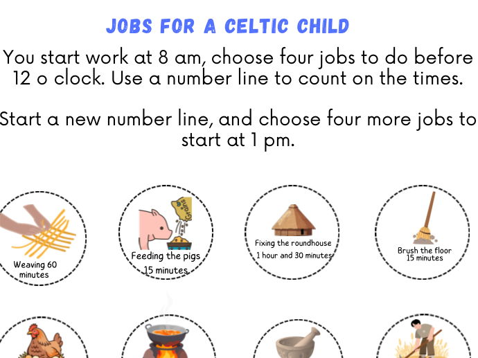 Celtic jobs for children - using time and durations