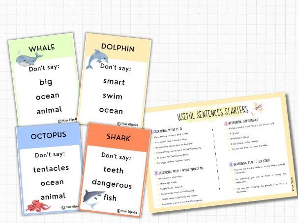 Ocean Animals Taboo Game – ESL Speaking Activity | Marine Animals Vocabulary | No Prep |