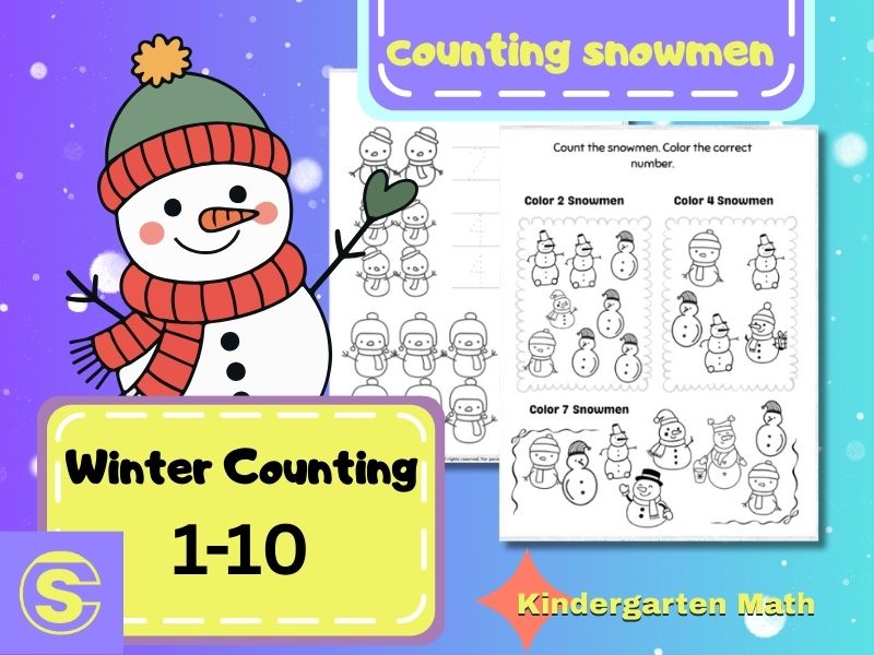 Winter Counting Worksheets 1–10 for Kindergarten | pre-k and kindergarten math