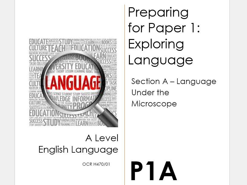 OCR A Level English Language Exam Prep Booklet Paper 1 Section A ...
