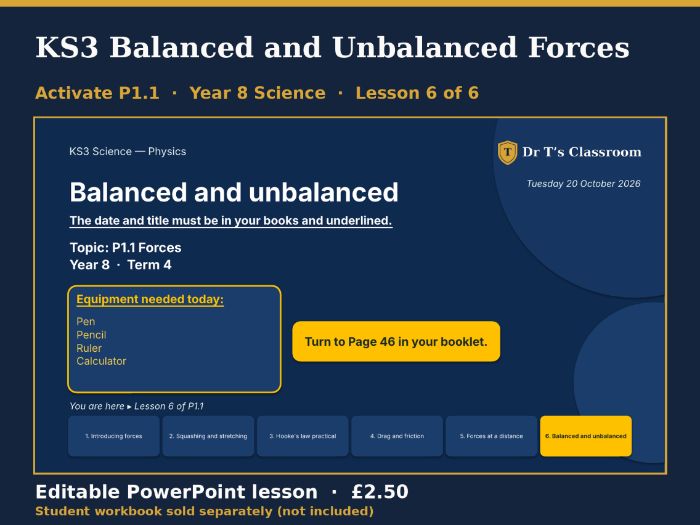 KS3 Activate P1.1 Forces: Balanced and Unbalanced Forces