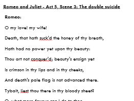 Romeo and Juliet Ending - Act 5 Scene 3 Guided Reading