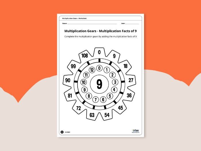 9 times table worksheet
