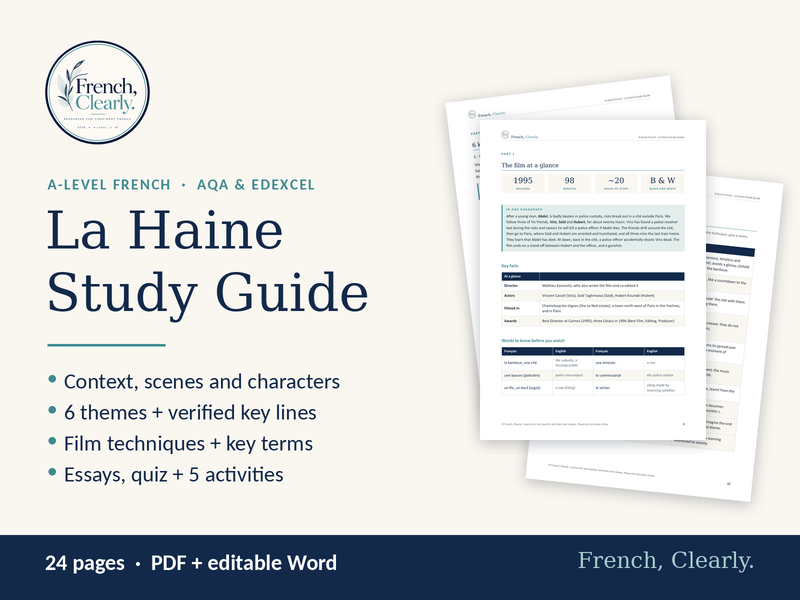 A-level French La Haine Study Guide (AQA & Edexcel) – Themes, Film Techniques & Essays