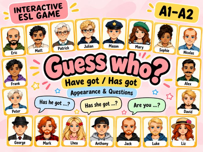 Guess Who? ESL Game | Have Got / Has Got