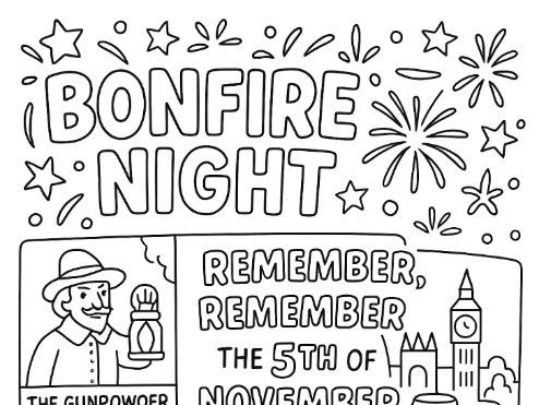 Bonfire Night 5th November Colouring page