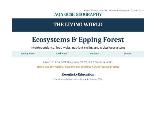 AQA GCSE Geography – The Living World: Ecosystems & Epping Forest Revision & Exam Practice